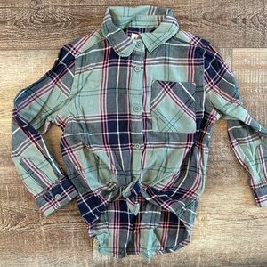 NWT Green Plaid Gap Girls Buttondown